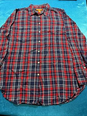 Joe Fresh Red & Navy Plaid Button-Down Shirt